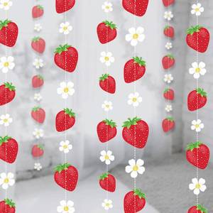 lot 14173 image: Cheerland Strawberry Garland 4-Piece Berry Decoration Set