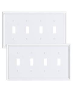 lot 14174 image: Treewell Quad Toggle Light Switch Cover Plate 2-Pack