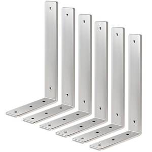 lot 17035 image: Stainless Steel Shelf Brackets 12 Inch 6-Pack