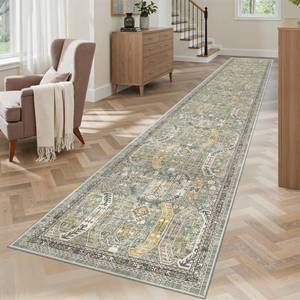 lot 17037 image: Madane Washable Runner Rug 2x12 GreenGold