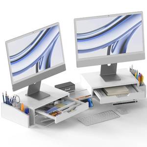 lot 17068 image: Simple Houseware Dual Monitor Stand Riser with Drawers