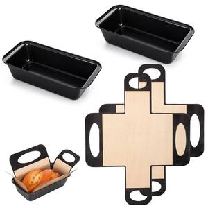 lot 17082 image: Ixuozaa 9x5 Loaf Pans with Silicone Liners (2 Pack)
