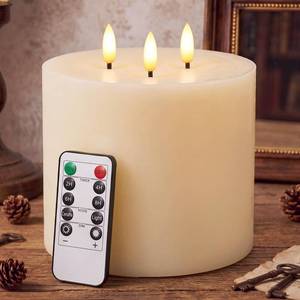 lot 17092 image: Retisee Flameless Candles 6x6 Remote Control Ivory 2-Pack
