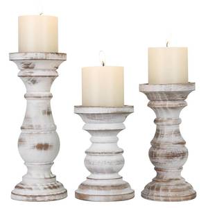 lot 17094 image: CEDARLUX Pillar Candle Holder Set of 3, Rustic Wood