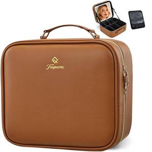 lot 17097 image: Faquenc Makeup Bag with LED Lighted Mirror 10.2-in