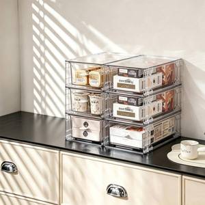 lot 17106 image: PiJeyiee Clear Stackable Storage Drawers 6-Pack