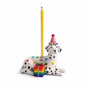 lot 18311 image: DYOTHiK Dalmatian Resin Candle Holder with Birthday Candles