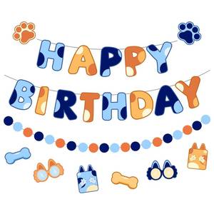 lot 18316 image: Danadia Pre-Strung Happy Birthday Banner Blue Orange