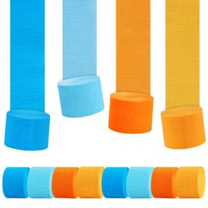 lot 18318 image: BEISHIDA 8 Rolls Blue and Orange Crepe Paper Streamers for Bluey Birthday Dragon