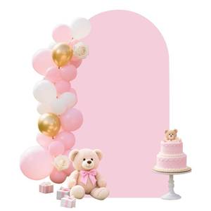 lot 18327 image: Amonsa Pink Fabric Arch Backdrop Cover 6.6ft