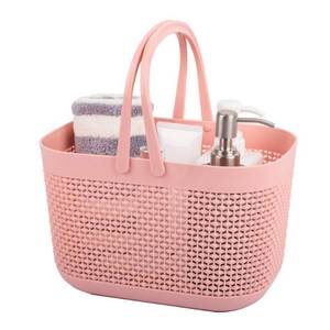 lot 18338 image: UUJOLY Plastic Portable Shower Caddy Basket with Handle, Pink