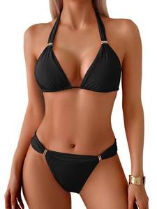 lot 18351 image: TASHEHE Womens Triangle Bikini Set Medium Black