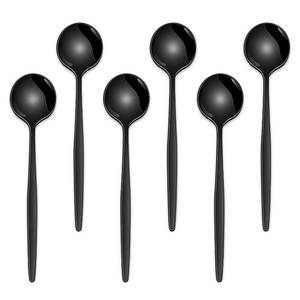 lot 18396 image: Dehov Coffee & Tea Spoons, 6-Piece Black Stainless Steel