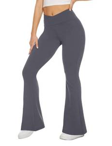 lot 18418 image: TNNZEET Black Flare Leggings for Women, Crossover Yoga Pants