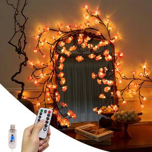 lot 19171 image: Zyxva 2Pcs 144 LED 7.5FT Cherry Blossom Lights, Lighted Willow Vine for Wall Bedroom Decor, 18 Branch Pink Flower Vine Lights with 8 Modes, Timer & Memory Function, Home Holiday Decoration
