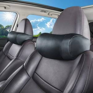 lot 19198 image: Car Neck Pillow, headrest, Cushion. Three-Point fit to the Neck Curve, Stable Support for the Cervical Spine, relieves Neck Soreness. Perforated PU Leather with high Breathability, Durable 1P��Black��