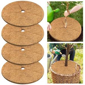 lot 19212 image: Legigo 4 Pack Coconut Fiber Mulch Ring Tree Plant Protector Mat, 30 Inch