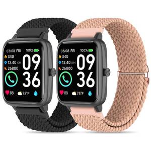 lot 20002 image: 2 Pack Braided Elastic Bands for IDW13,IDW16,IDW19 Smartwatch, 22mm Soft Nylon Straps for Fitpolo IDW13Woneligo W13FITVII HM57, TOOBURENOMIRMILOUZGydomFaweioAmzheroTensky IDW19 Watch Women Men