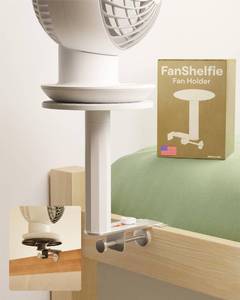lot 20020 image: FanShelfie Adjustable Fan Holder - White