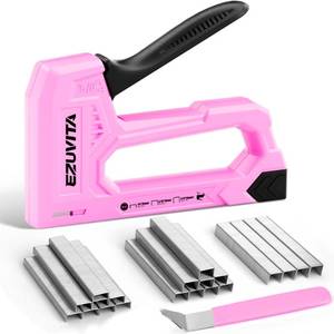 lot 20159 image: EZUVITA Light Duty Staple Gun for Wood, Pink Upholstery Staple Gun Kit