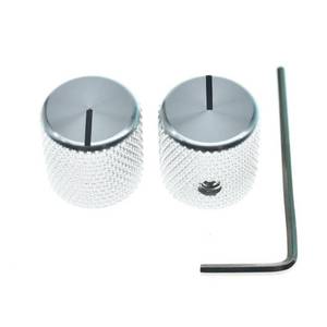 lot 20163 image: KAISH Set of 2 Aluminium Metal Flat Top Guitar Bass Knobs Guitar VolumeTone Control Knobs 14 Universal Potentiometer Pot Knobs with Indicator Line for TeleTelecaster Silver