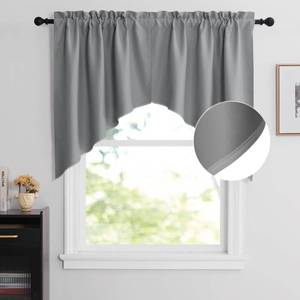lot 20181 image: NICETOWN Swag Curtains for Kitchen, Blackout Rod Pocket Small Window Tiers Tailored Scalloped Valances for Bedroom (Set of 2, 36 inches by 36 inches Each Panel, Silver Grey)