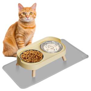 lot 1262 image: HIAIEVIY Elevated Cat Bowl Set with Food Mat