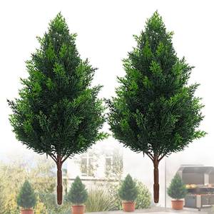 lot 1264 image: DOPGIB Artificial Cedar Topiary Plants 20 Inch 2-Pack