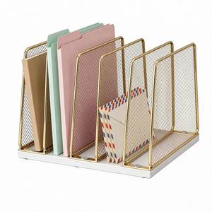 lot 1301 image: Leketree Gold Desk File Organizer, 5-Section Upright