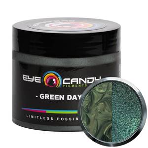 lot 2004 image: Eye Candy Pigments Premium Green Mica Powder - Green Day (50gr) - for Epoxy, Resin, Soap, Paint, Woodworking, Acrylic Pouring, Bath Bombs, Fishing Lures - DIY Arts and Crafts Additive