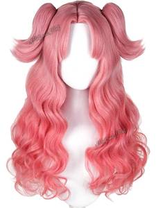 lot 2026 image: Tetia Cosplay Wig Peach Pink Anime Curly Ponytail Wig with Bangs for Women