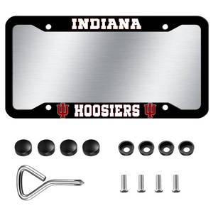 lot 2041 image: A 1PC Aluminum License Plate Frames for Indiana Hoosiers,Matte Black License Plate Holders for IU, Metal Universal US Car License Plate Covers with Screws