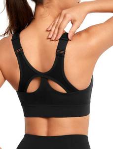 lot 2099 image: Yvette High Support Zip Sports Bra Adjustable Straps Black L