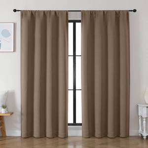 lot 9239 image: Simplebrand Brown Blackout Curtains for Livingroom 84 Inch Length 2 Panels