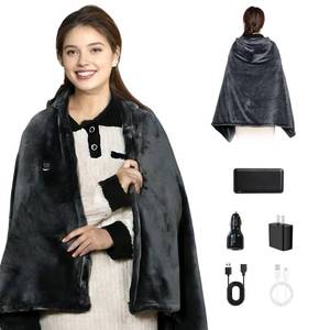 lot 9240 image: Cordless Heated Blanket with Hood, Rechargeable Wearable Heated Blanket Battery Powered with lasting Battery, Portable Heated Throw Blanket with 9 Heating Zones & 3 Levels, Camping��Warm Shadow Gray