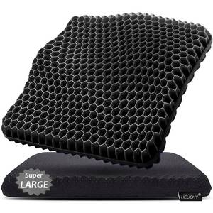 lot 9241 image: Gel Seat Cushion for Long Sitting, Super Large Gel Cushion Chair Pads for Home Office Car Seat Wheelchair, Breathable Honeycomb Pressure Relief Cushion for Sciatica, Tailbone, Coccyx & Back Hip Pain