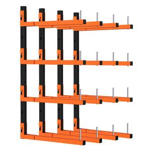 lot 9247 image: Mogbhw 4 Pack Lumber Storage Rack, Wall Mount Removable & Adjustable Lumber Rack with 8-Level Holds Up 1040 Lbs, Heavy Duty Metal Garage Wood Rack for Workshop, Basement, Indoor and Outdoor