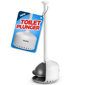 lot 9257 image: FORASTO Toilet Plunger with Holder - Heavy Duty Bathroom Cleaning Tools