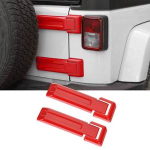 lot 9279 image: SQQP Tailgate Hinge Cover,Spare Tire Rear Door Bracket Trim Cover Trim 2Pcs for 2007-2017 Jeep Wrangler JK & Unlimited(Red)