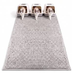 lot 9280 image: Pieviev Soft Chenille Cat Litter Box Mat, Ultra Absorbent, 48 x 36