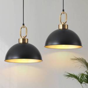 lot 9283 image: 2 Pack Black Hanging Pendant Light Fixture, Pendant Lights Kitchen Island