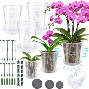 lot 9291 image: LINBLIF 12 Pack Clear Plastic Orchid Pots with Holes, 4 5 6 Inch Set