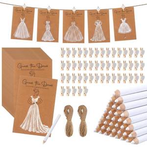 lot 9299 image: 50 Sets Guess the Dress Bridal Shower Game Cards with White Pencil and Clip