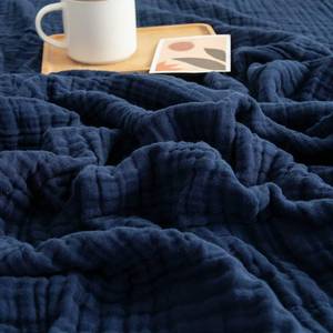 lot 9341 image: EMME Muslin Blankets for Adults Large Throw Blanket Couch Navy 50 x 71