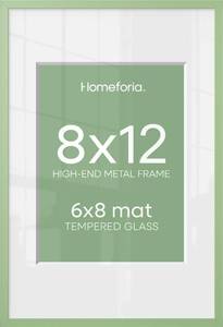 lot 10291 image: Homeforia 8x12 Green Picture Frame, High-End Metal, 6x8 Mat, Glass