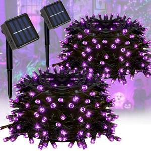 lot 10293 image: Taoushuleng 2 Pack Solar Purple&Orange String Lights Outdoor, Total 200 LED Each 40Ft with 8 Lighting Modes for Yard, Fence,Balcony, Party,Halloween Decorations (Purple&Orange)