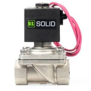 lot 10311 image: U.S. Solid 34 in Stainless Steel Solenoid Valve, AC 110 V, Normally Closed, FKM Seal, 9.3 Cv, Low-Pressure Start, Lead Wire, Semi-Direct, for Water Gas and Oil