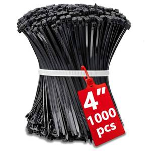 lot 10334 image: Small Black Zip Ties 4 Inch, 1000pcs Mini Cable Ties Thin Zipties 4 In Tiny Self Locking Plastic Tie Wraps Wire Ties for Cord Management