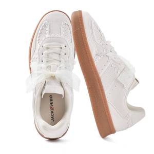 lot 10346 image: JACKSHIBO Womens Ribbon Lace-Up Fashion Sneakers Tennis Walking Shoes, Size EU 40.5, US 9.5