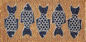 lot 10348 image: Creative Co Op Fish Print Natural Doormat Door Mats Doormat Indoor for Entryway Funny Kitchen Mats Decorations Mats 16x24 inch